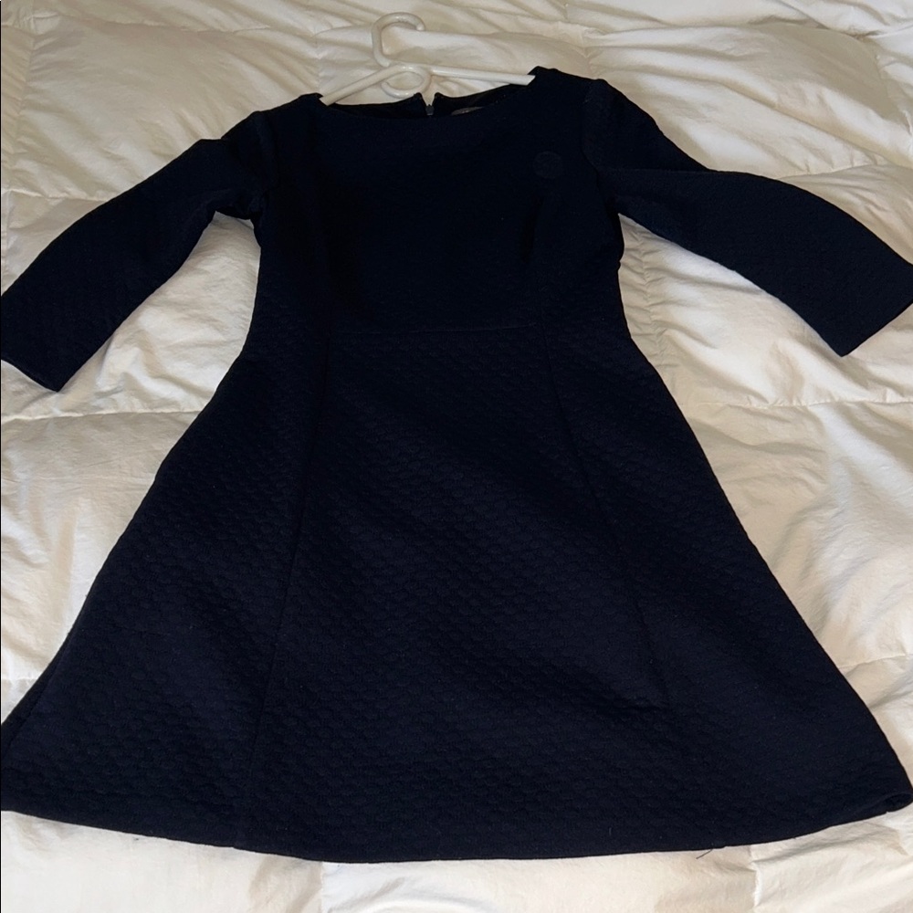Vince Camuto Midnight Blue Textured Long Sleeve Dress